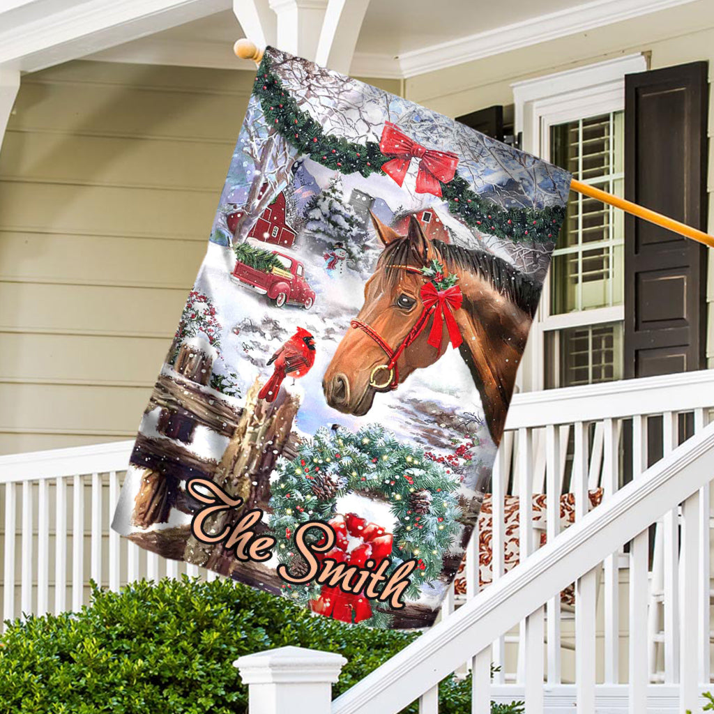 Joyeux Noël - Drapeau personnalisé pour maison de chevaux