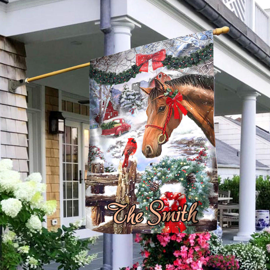 Joyeux Noël - Drapeau personnalisé pour maison de chevaux