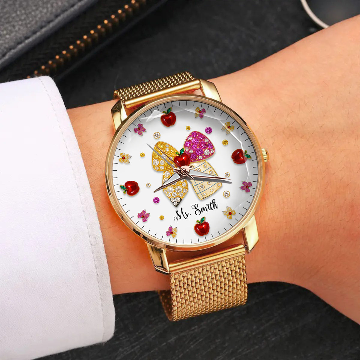 J'adore être enseignante - Montre-bracelet personnalisée pour enseignantes 