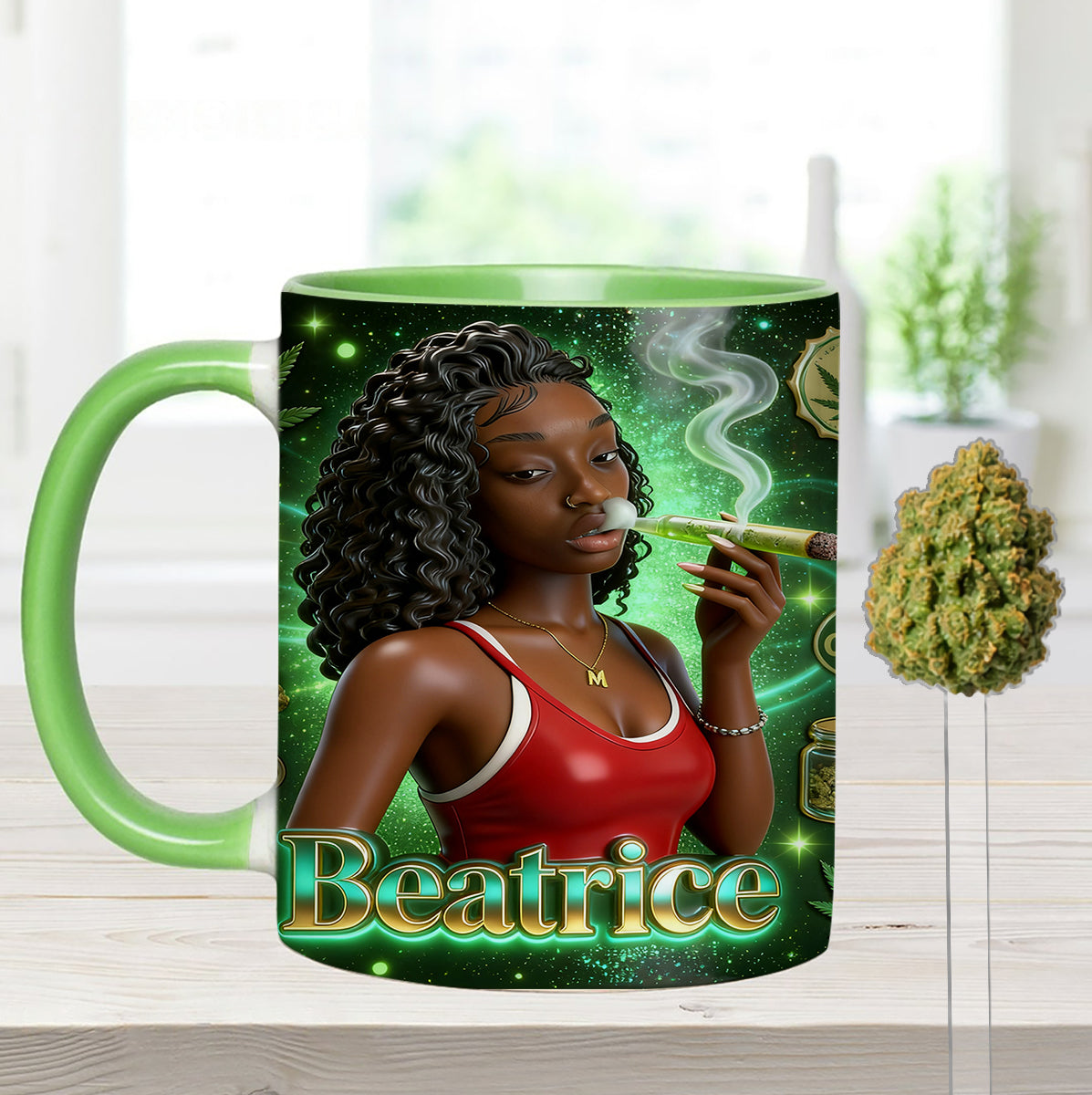 Ensemble « Love Weed » - Mug décoratif personnalisé avec agitateurs en acrylique