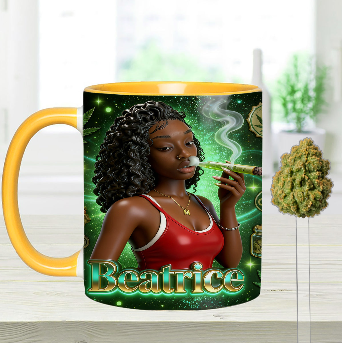 Ensemble « Love Weed » - Mug décoratif personnalisé avec agitateurs en acrylique