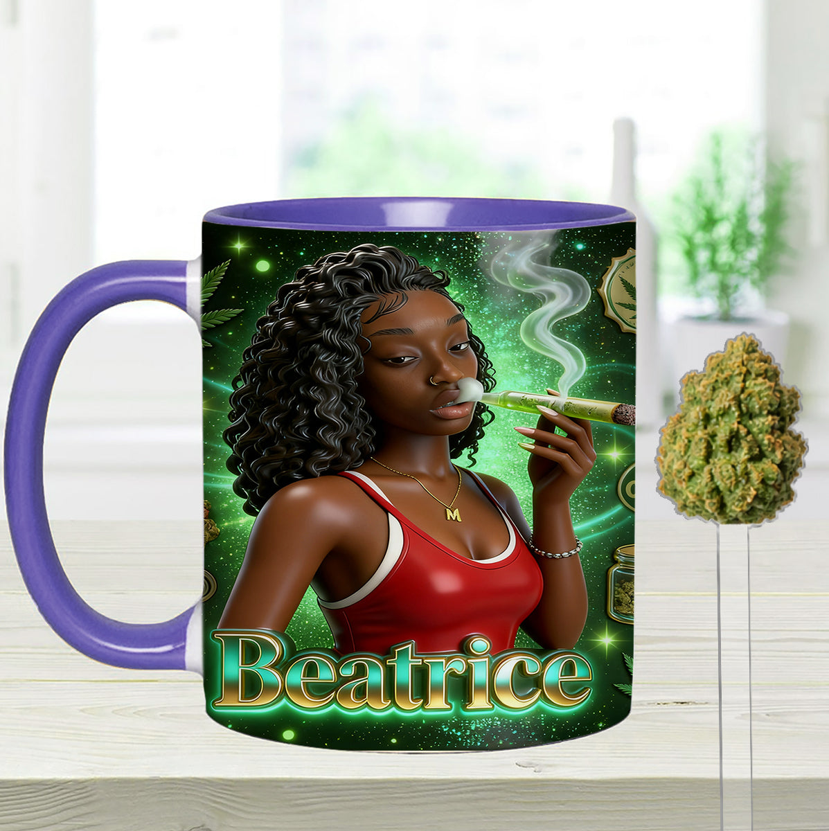 Ensemble « Love Weed » - Mug décoratif personnalisé avec agitateurs en acrylique