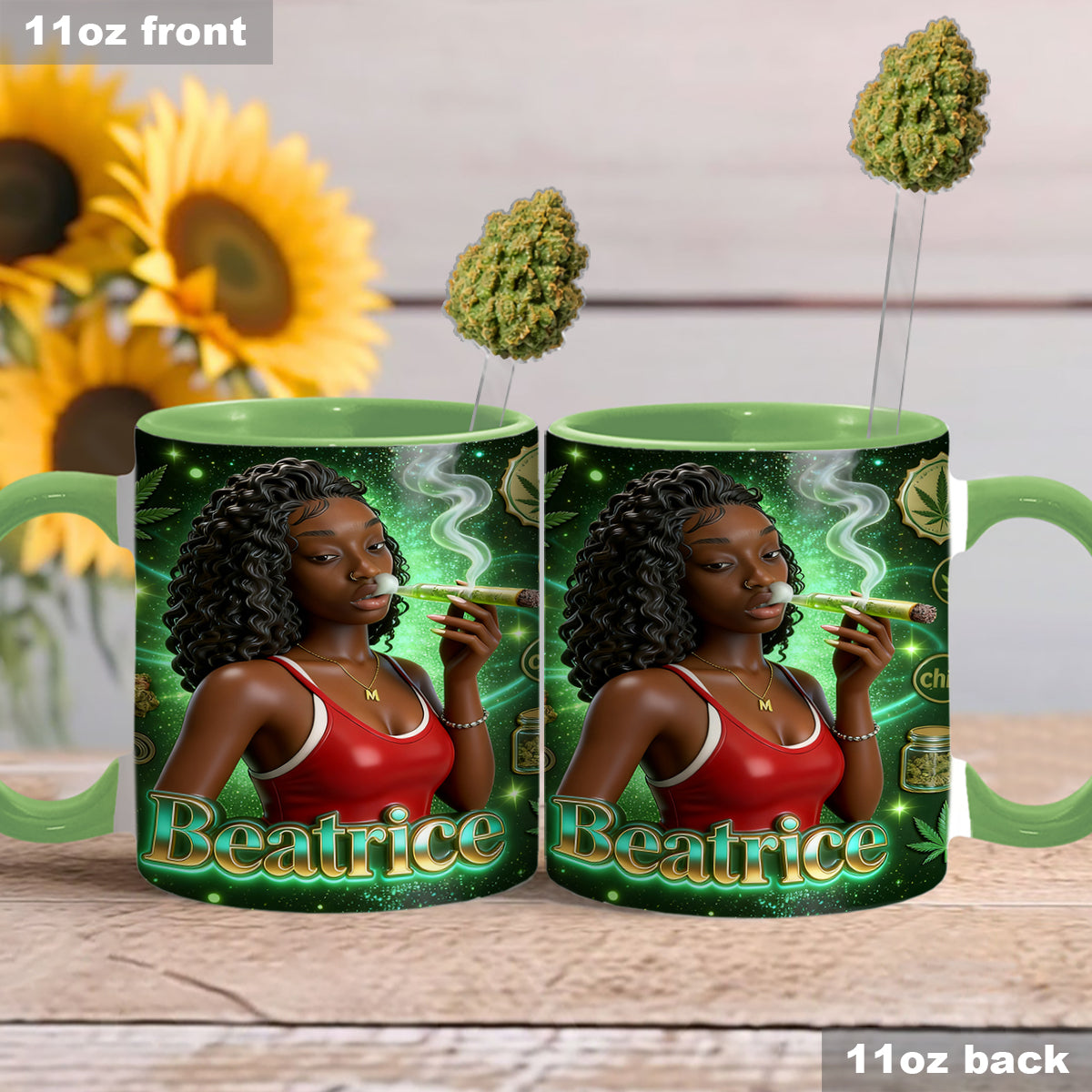 Ensemble « Love Weed » - Mug décoratif personnalisé avec agitateurs en acrylique
