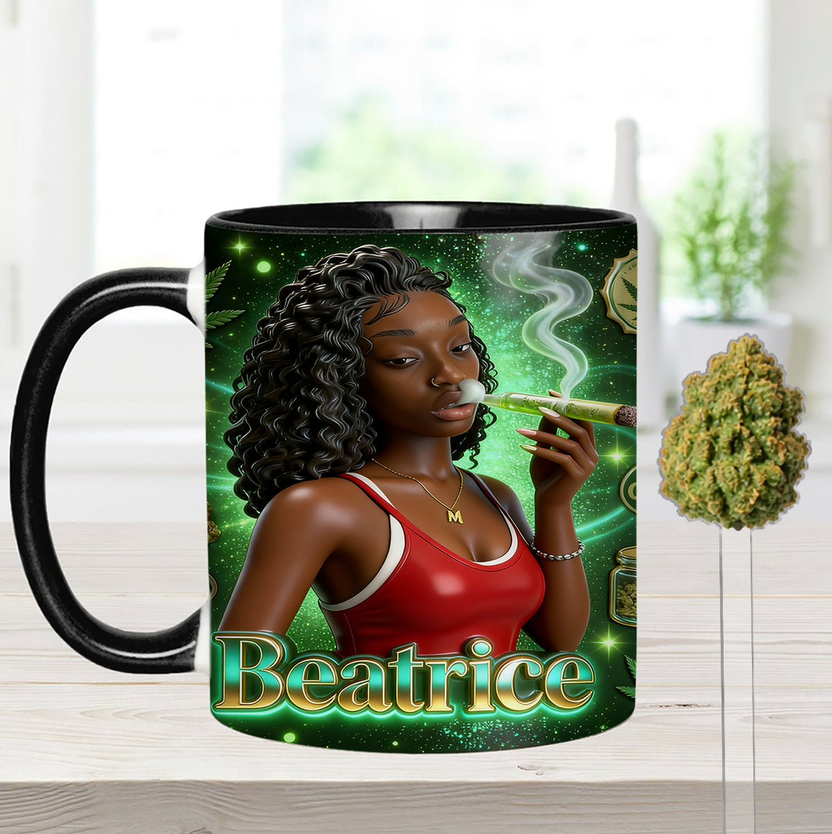 Ensemble « Love Weed » - Mug décoratif personnalisé avec agitateurs en acrylique
