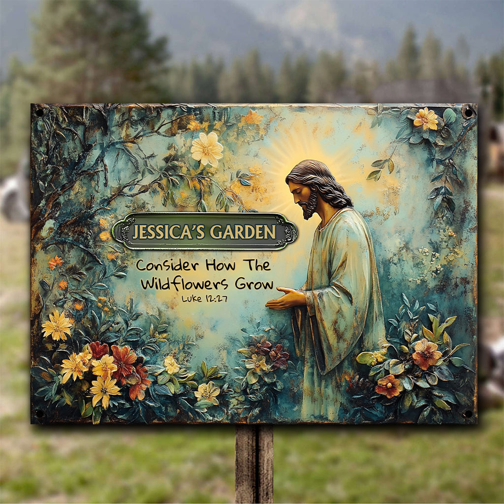 Observez comment poussent les fleurs sauvages - Panneau métallique rectangulaire personnalisé sur le thème du jardinage