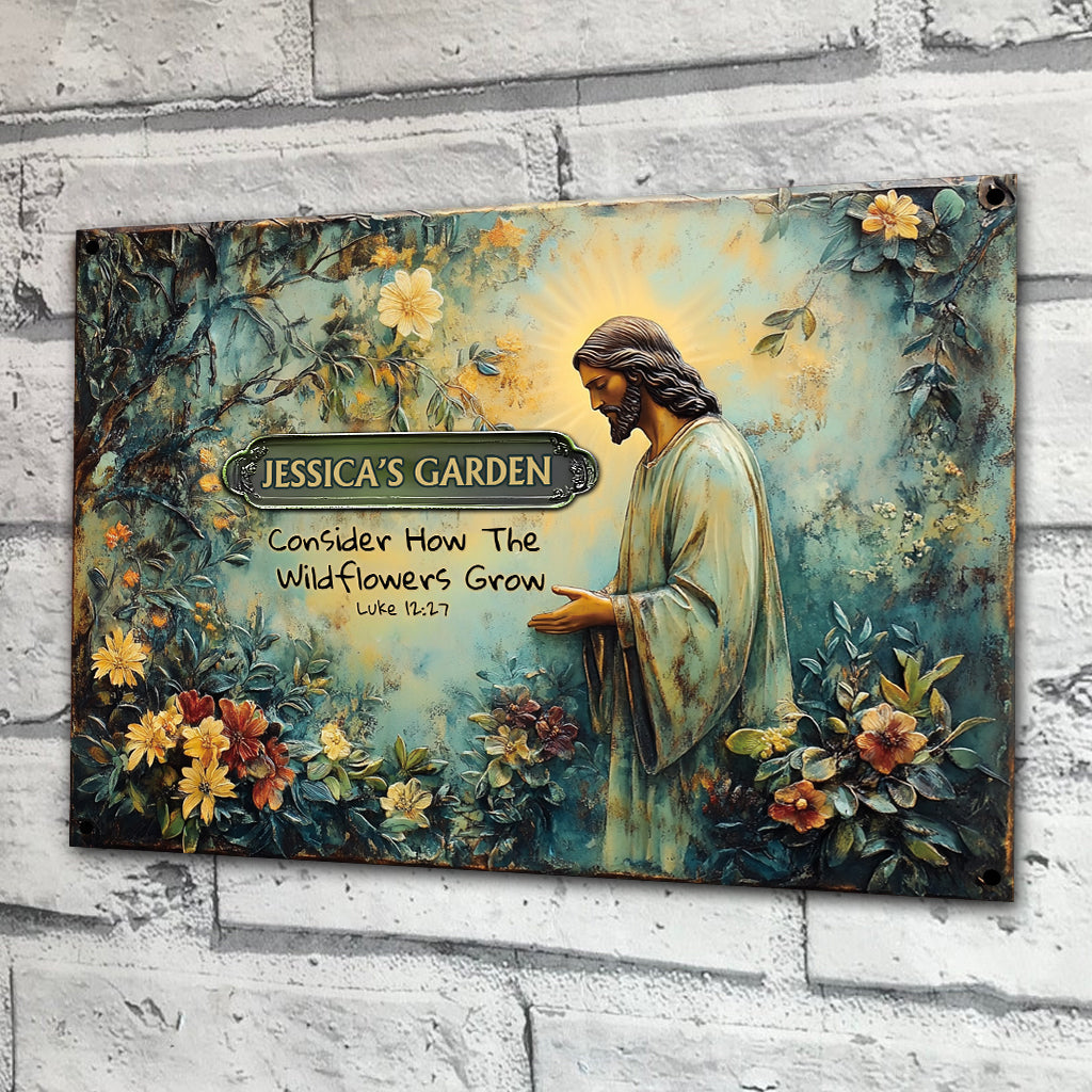 Observez comment poussent les fleurs sauvages - Panneau métallique rectangulaire personnalisé sur le thème du jardinage