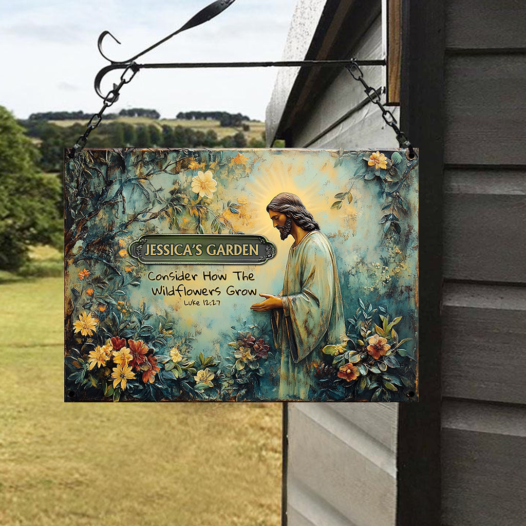Observez comment poussent les fleurs sauvages - Panneau métallique rectangulaire personnalisé sur le thème du jardinage