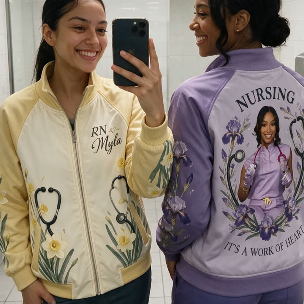 Custom Any Color, Any Flower From Any Photo - Personalized Nurse Zip Jacket