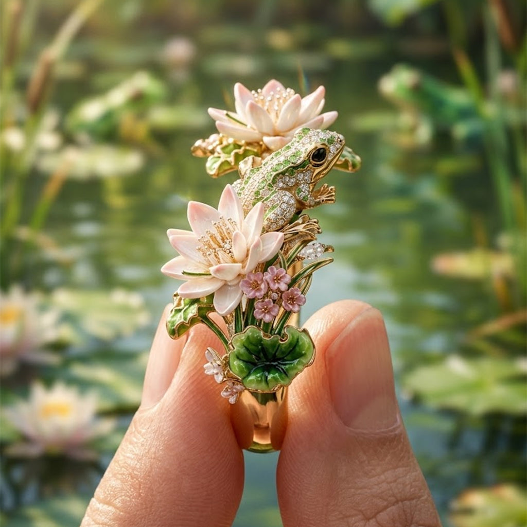 Liebe Frosch - Personalisierbarer verstellbarer Ring in Froschform