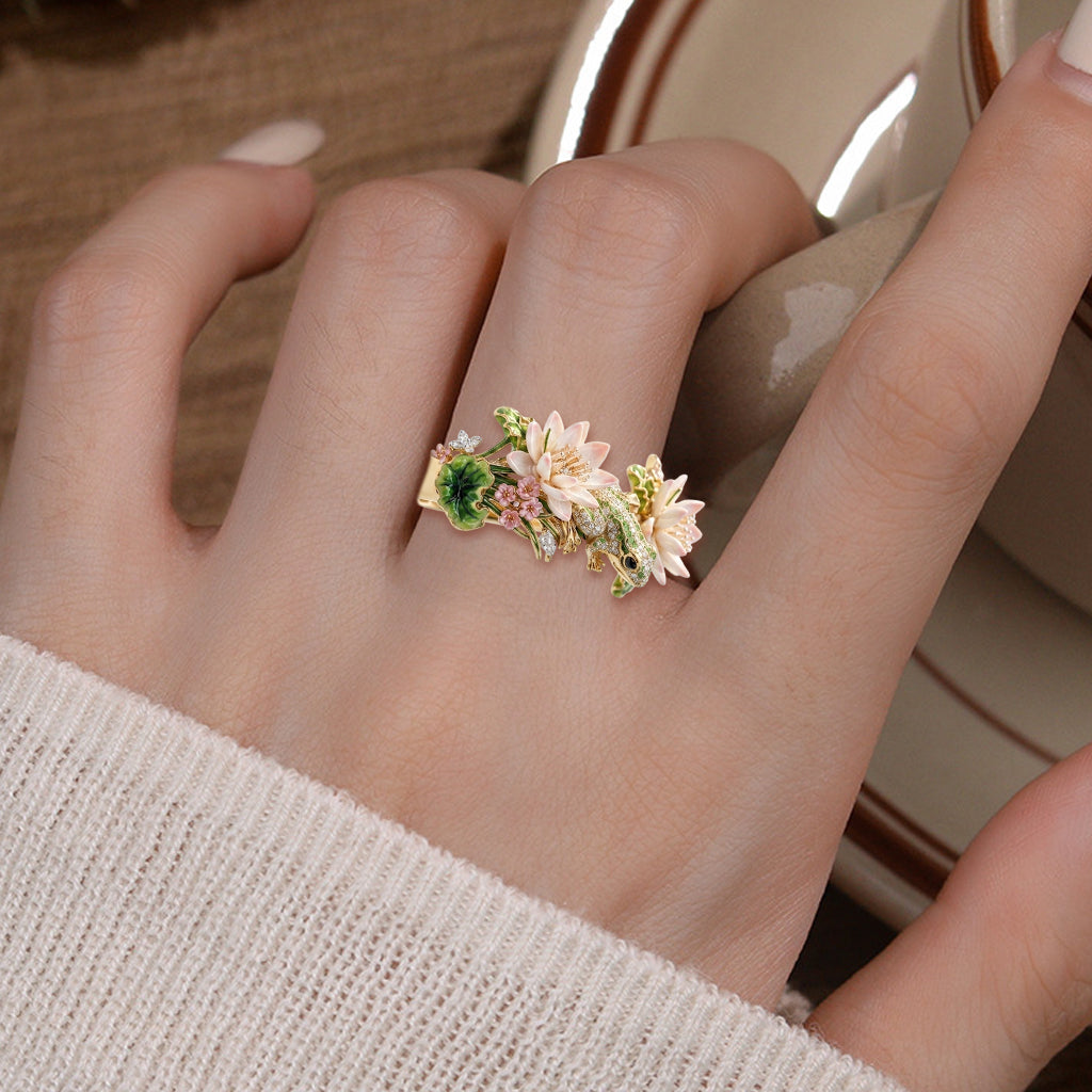 Liebe Frosch - Personalisierbarer verstellbarer Ring in Froschform