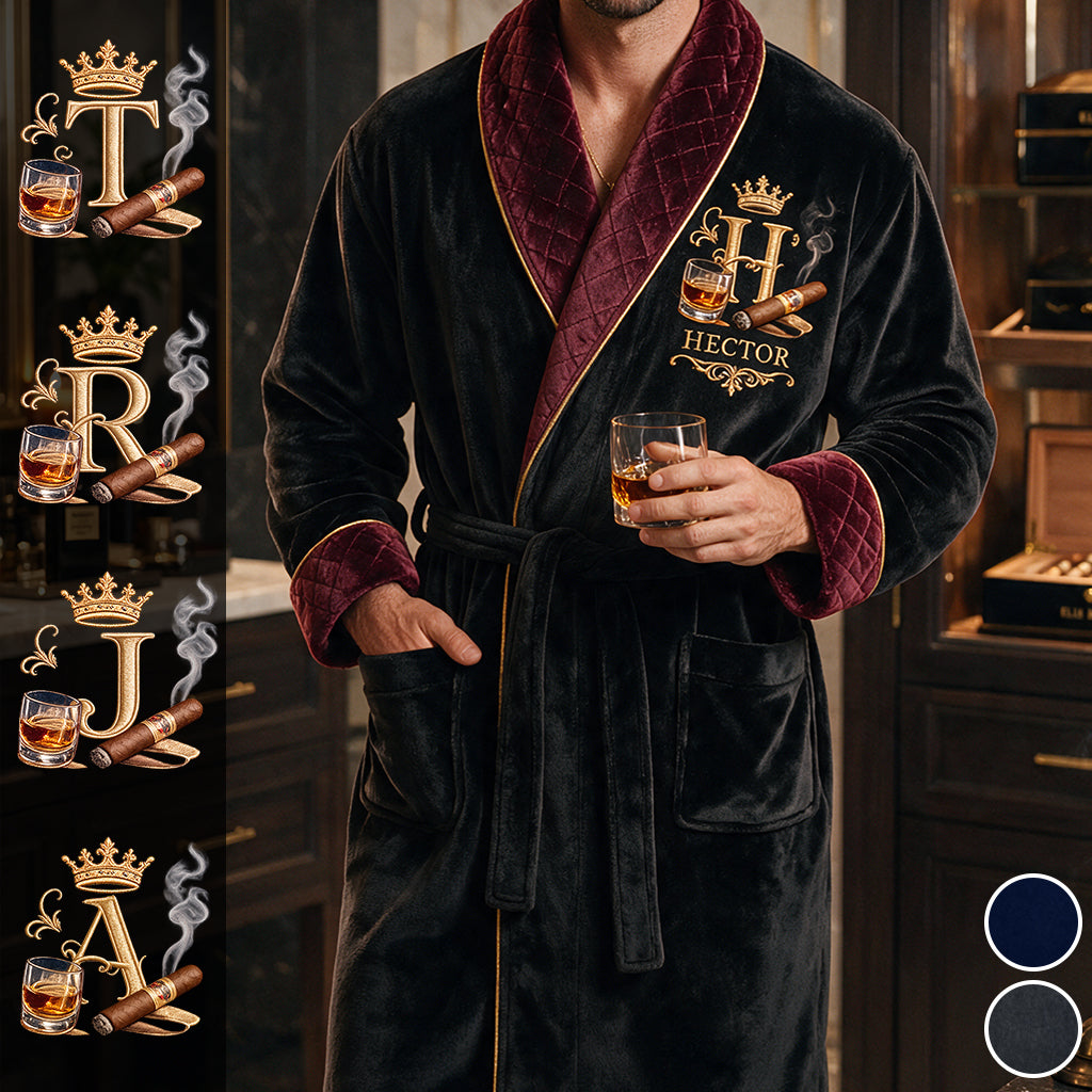 Personalisierter Luxus Whiskey Zigarre Bademantel - Personalisierter Whisky Schlafanzug Kimono Bademantel