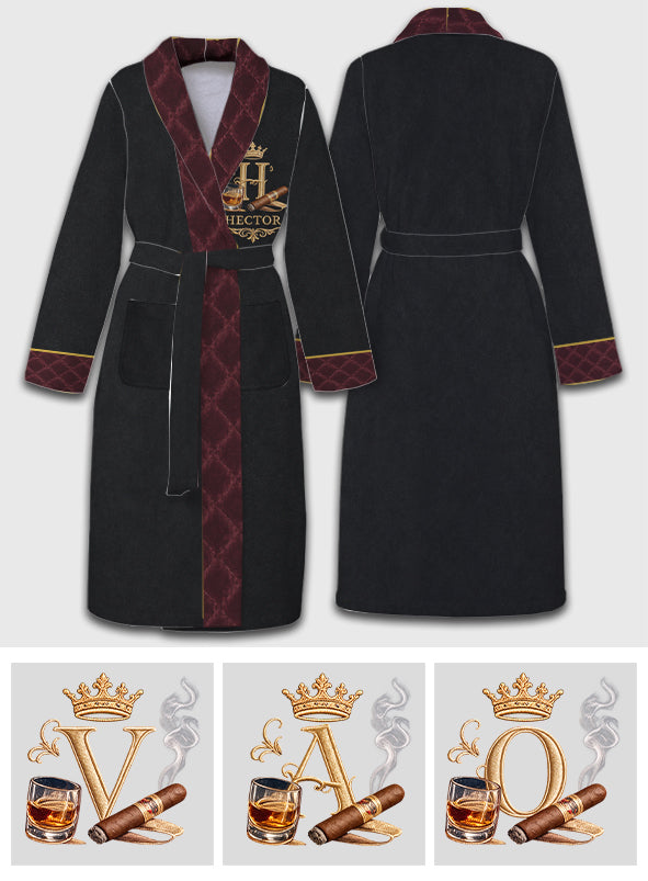 Personalisierter Luxus Whiskey Zigarre Bademantel - Personalisierter Whisky Schlafanzug Kimono Bademantel