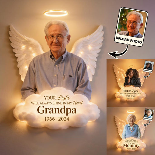 Mémorial Angel - Panneau lumineux LED personnalisé en acrylique