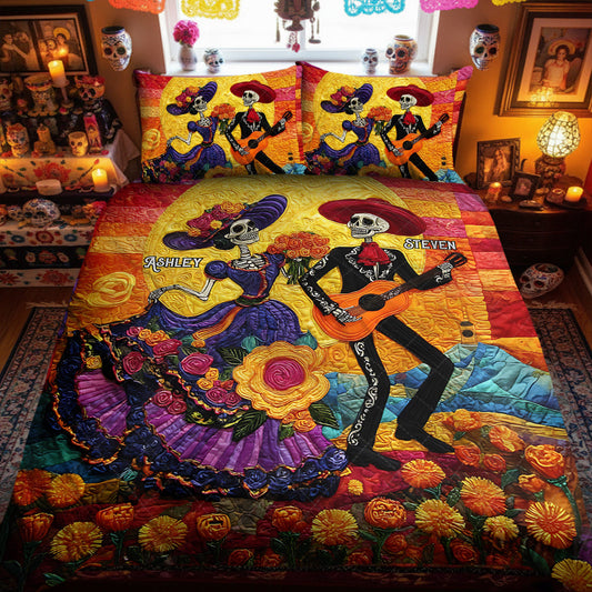 Day Of The Dead - Personalized Couple Quilt Set