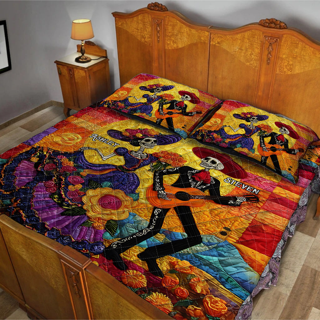 Day Of The Dead - Personalized Couple Quilt Set