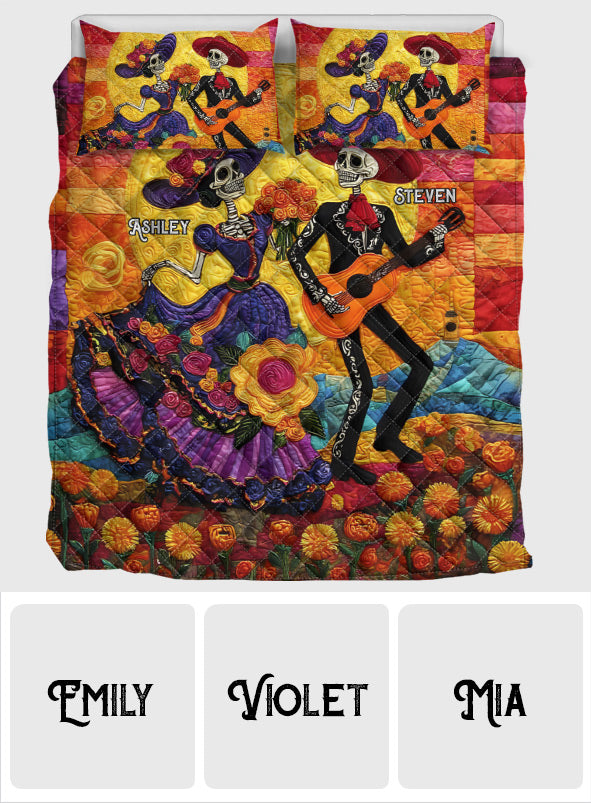 Day Of The Dead - Personalized Couple Quilt Set