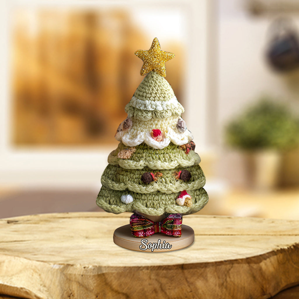 Häkelanleitung für einen Weihnachtsbaum – Personalisierte Acrylplakette in individueller Familienform