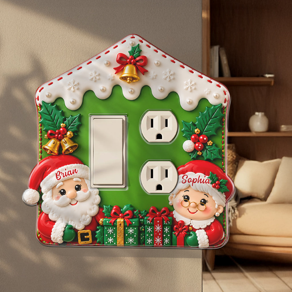 Santa & Mrs. Claus - Personalisierte Lichtschalter/Steckdosenabdeckung für Paare