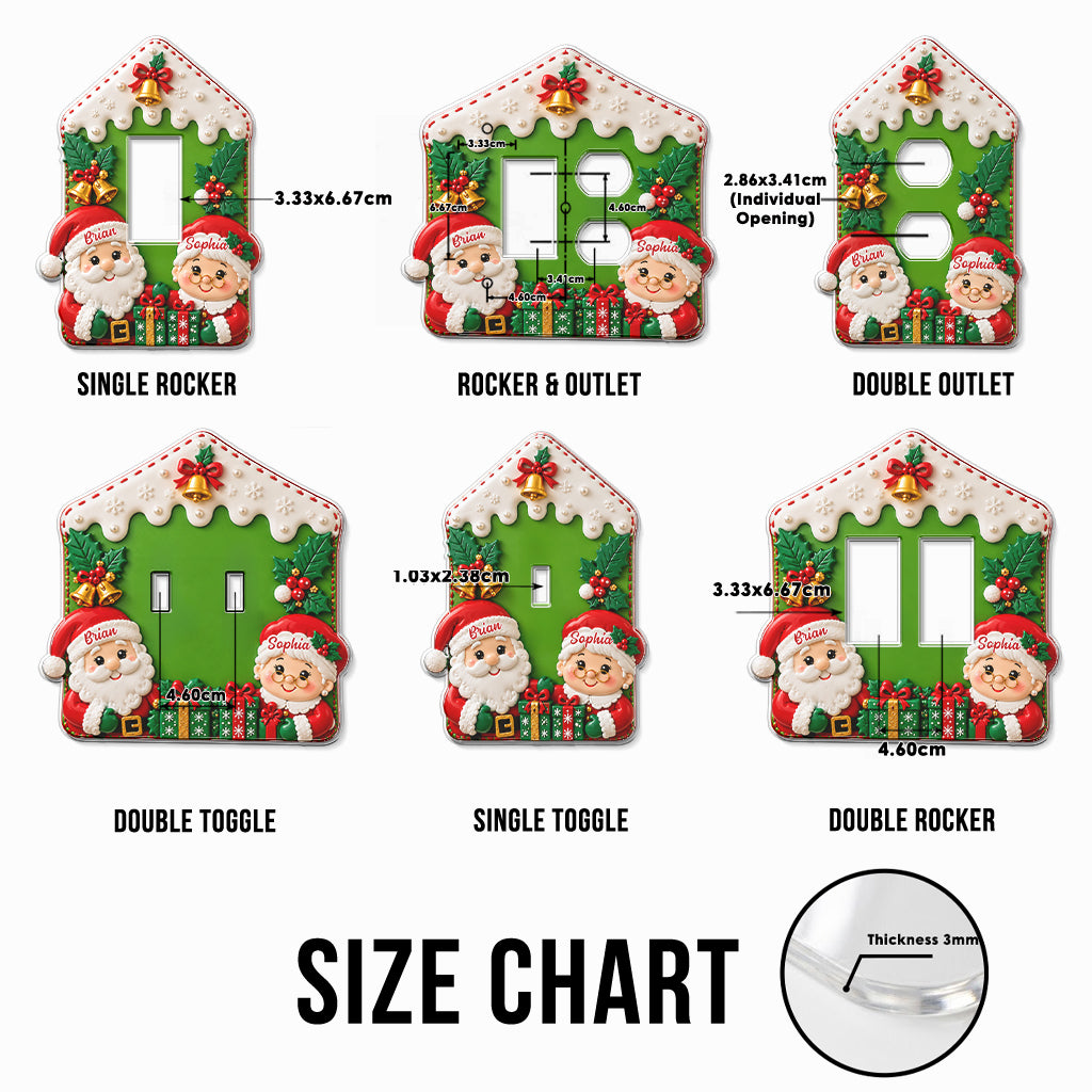 Santa & Mrs. Claus - Personalisierte Lichtschalter/Steckdosenabdeckung für Paare