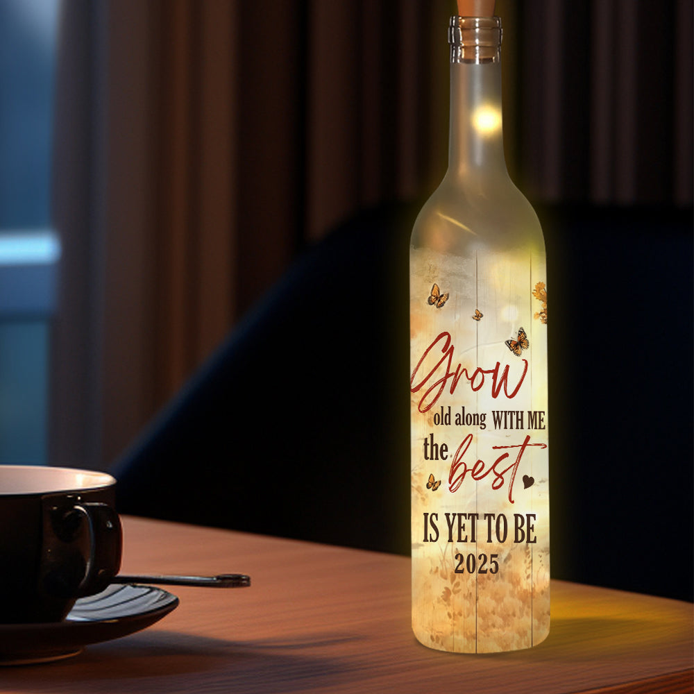 Grow Old Along With Me - Personalized Couple Wine Bottle Lamp
