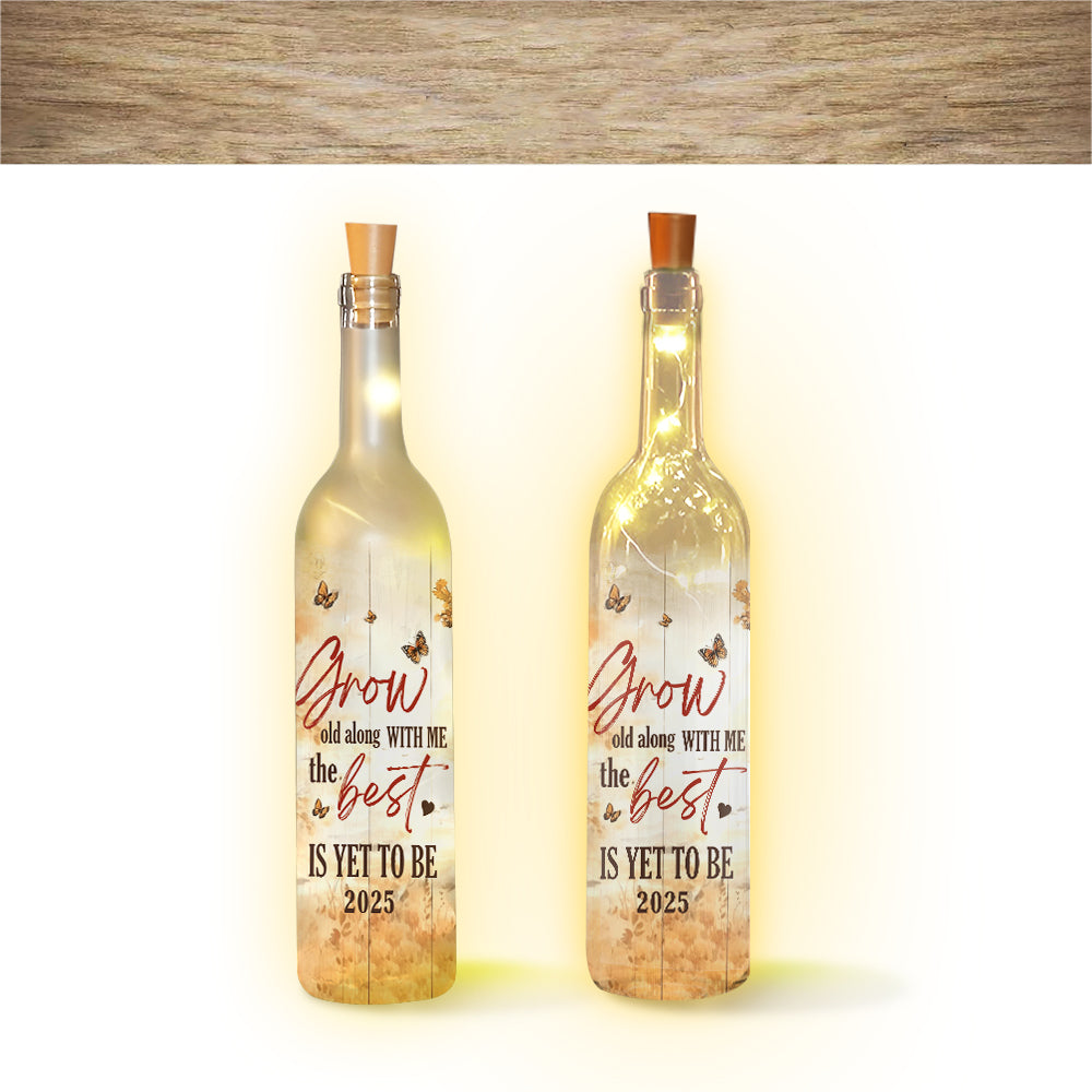 Grow Old Along With Me - Personalized Couple Wine Bottle Lamp