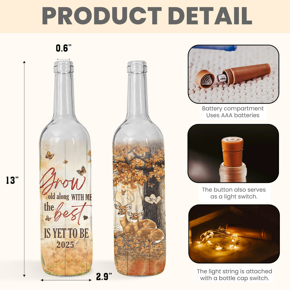 Grow Old Along With Me - Personalized Couple Wine Bottle Lamp