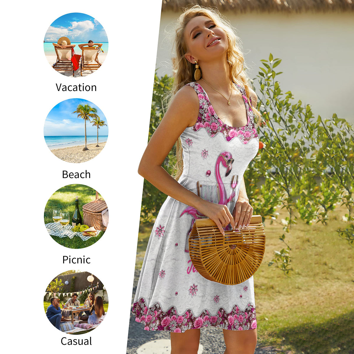 Sei ein Flamingo inmitten einer Taubenschar – personalisiertes ärmelloses Flamingo-Kleid