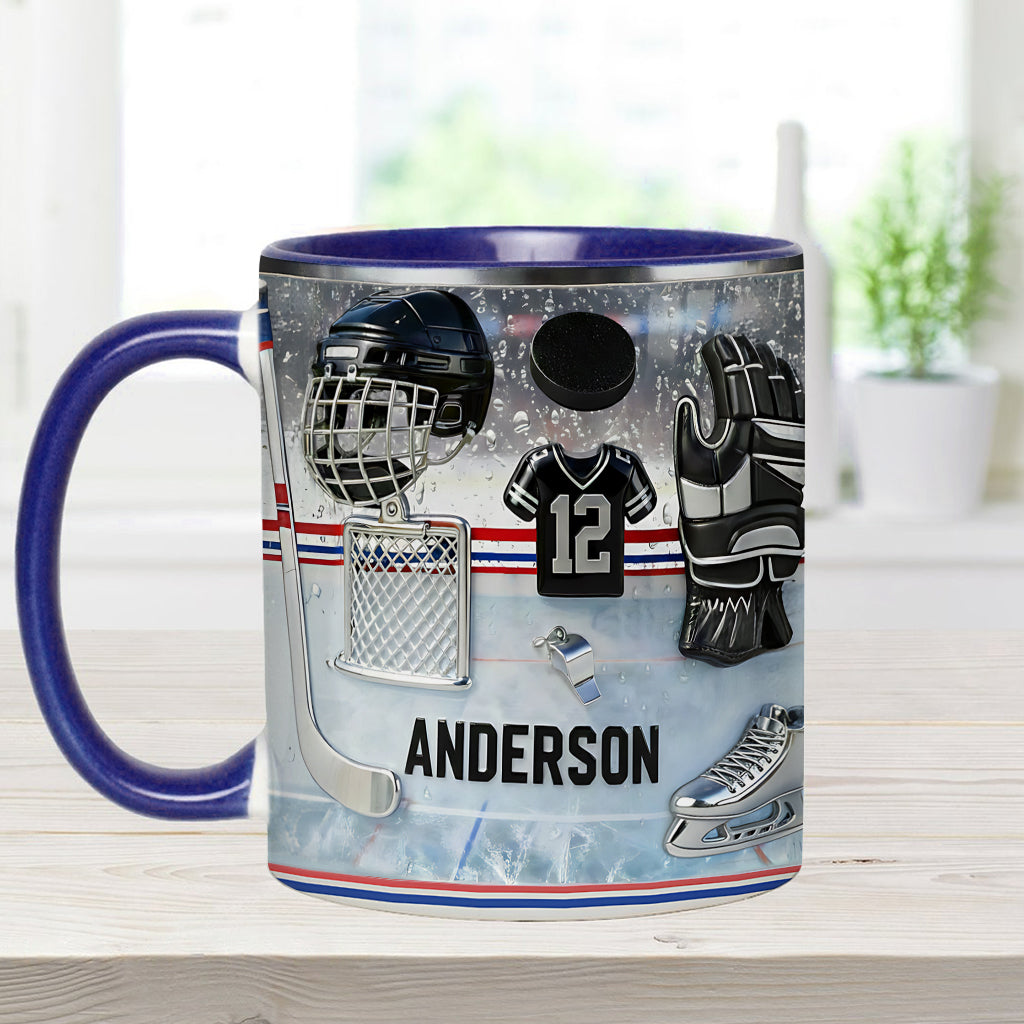 Liebe Eishockey – Personalisierte Tasse und Untersetzer mit Eishockey-Motiv