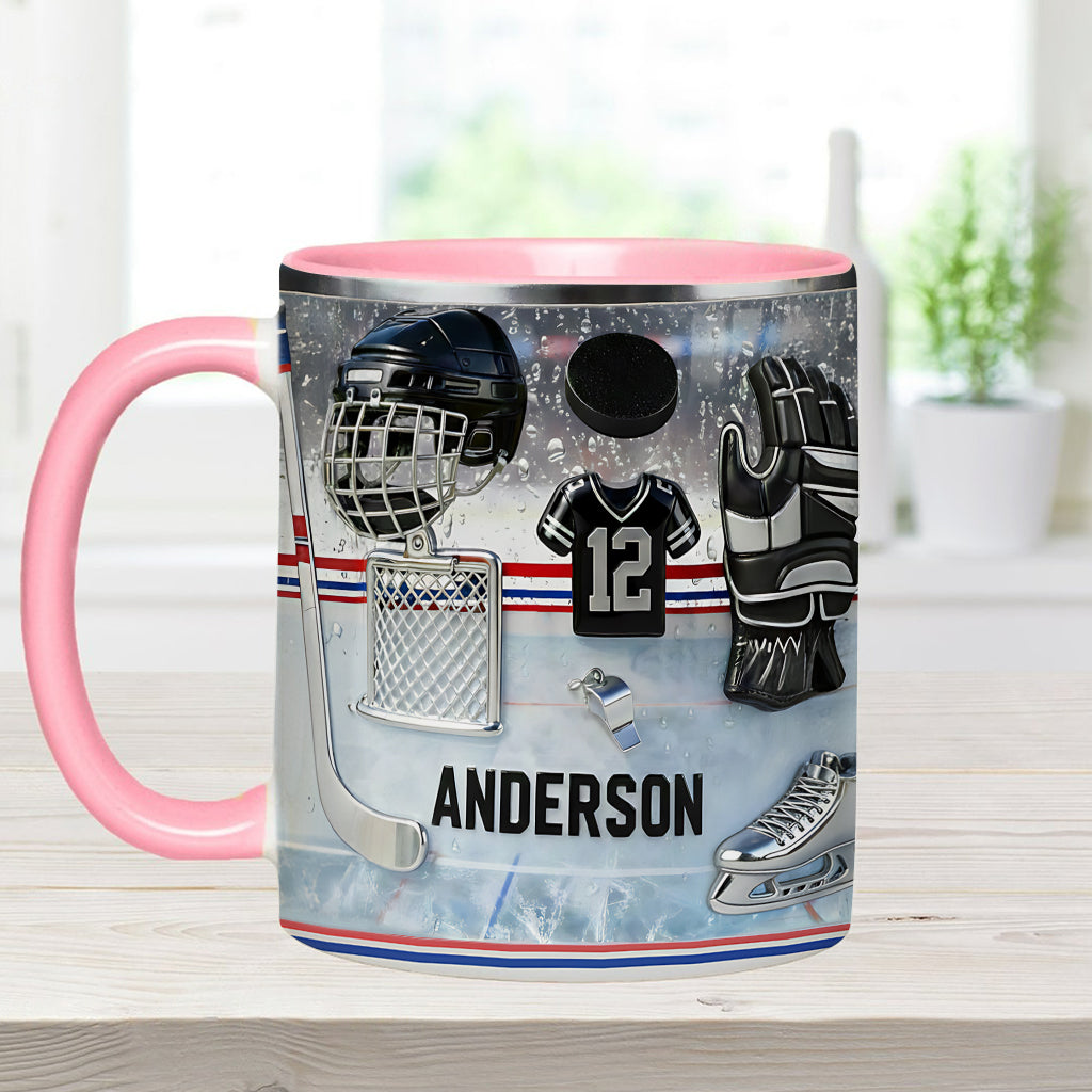 Liebe Eishockey – Personalisierte Tasse und Untersetzer mit Eishockey-Motiv