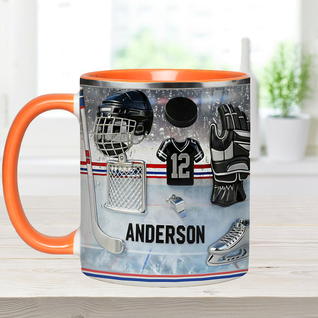 Liebe Eishockey – Personalisierte Tasse und Untersetzer mit Eishockey-Motiv