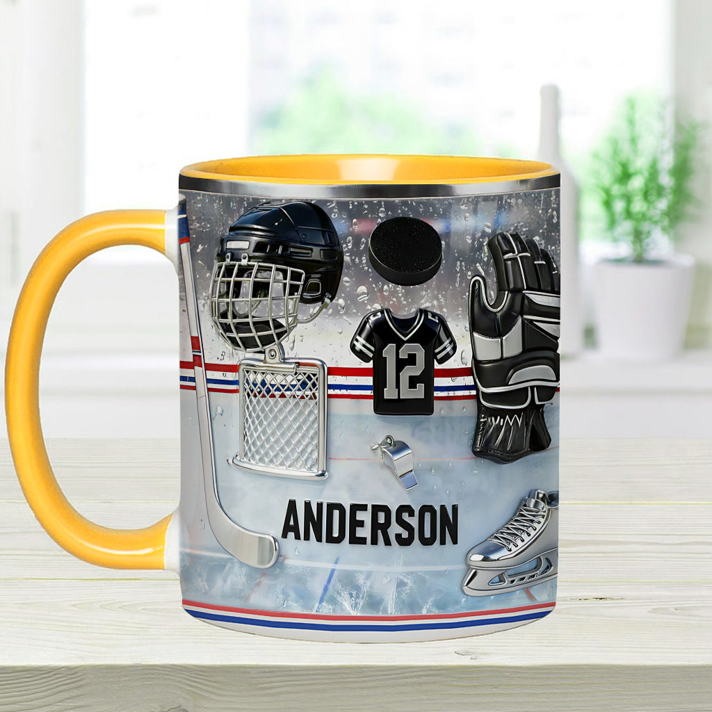 Liebe Eishockey – Personalisierte Tasse und Untersetzer mit Eishockey-Motiv