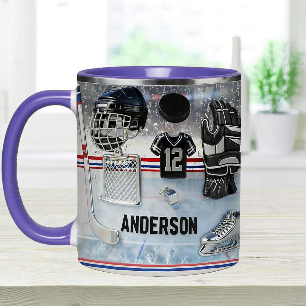 Liebe Eishockey – Personalisierte Tasse und Untersetzer mit Eishockey-Motiv