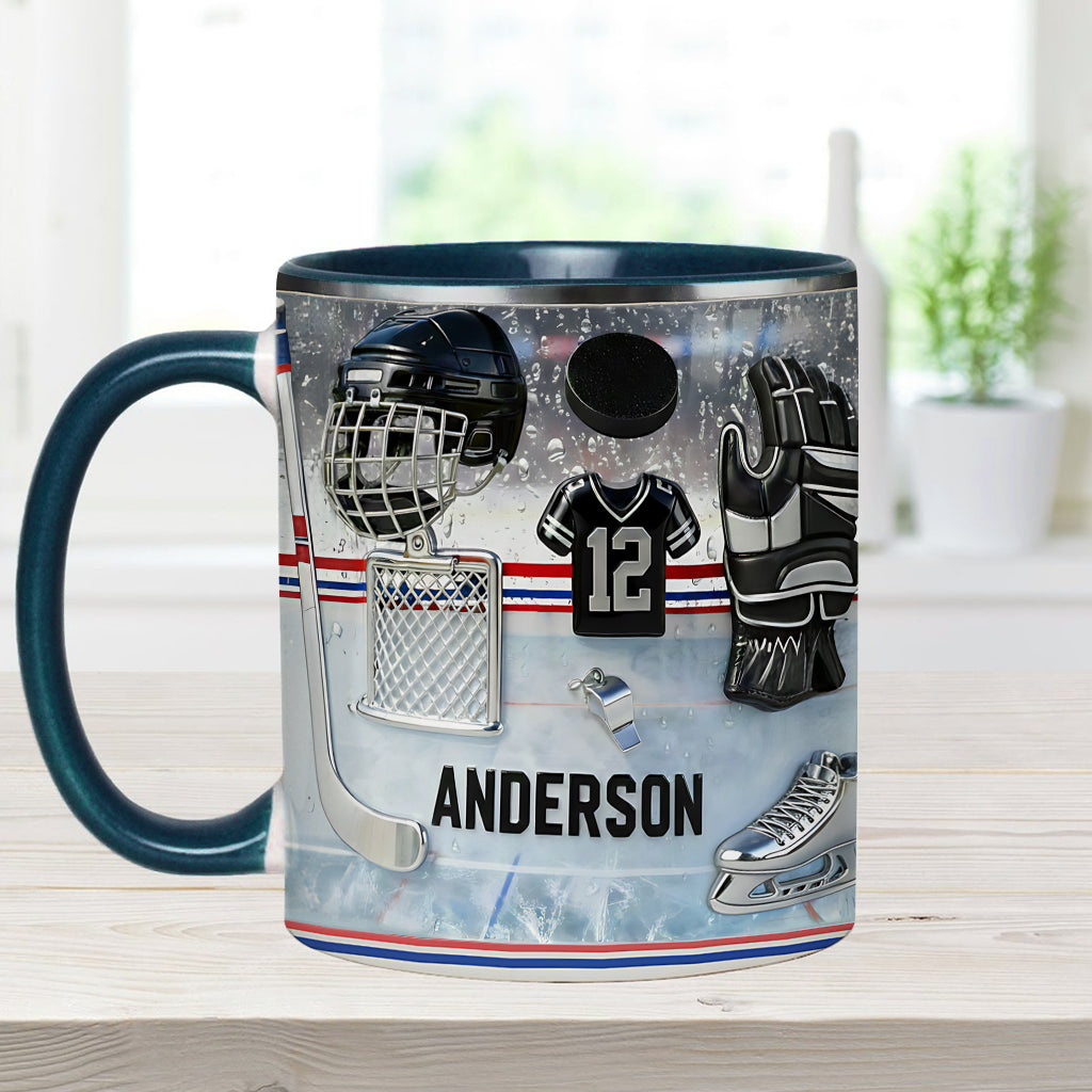 Liebe Eishockey – Personalisierte Tasse und Untersetzer mit Eishockey-Motiv