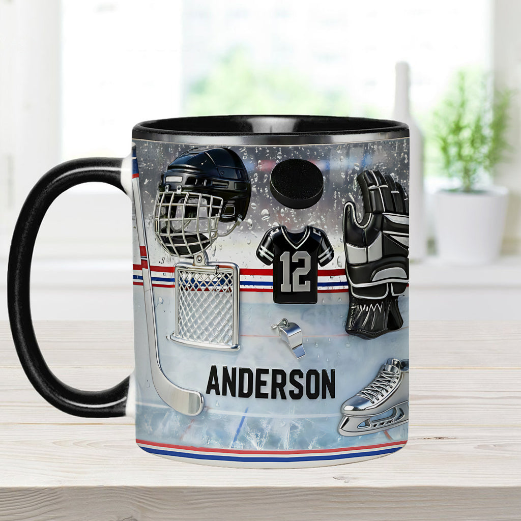 Liebe Eishockey – Personalisierte Tasse und Untersetzer mit Eishockey-Motiv