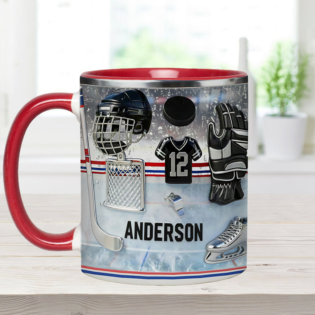 Liebe Eishockey – Personalisierte Tasse und Untersetzer mit Eishockey-Motiv