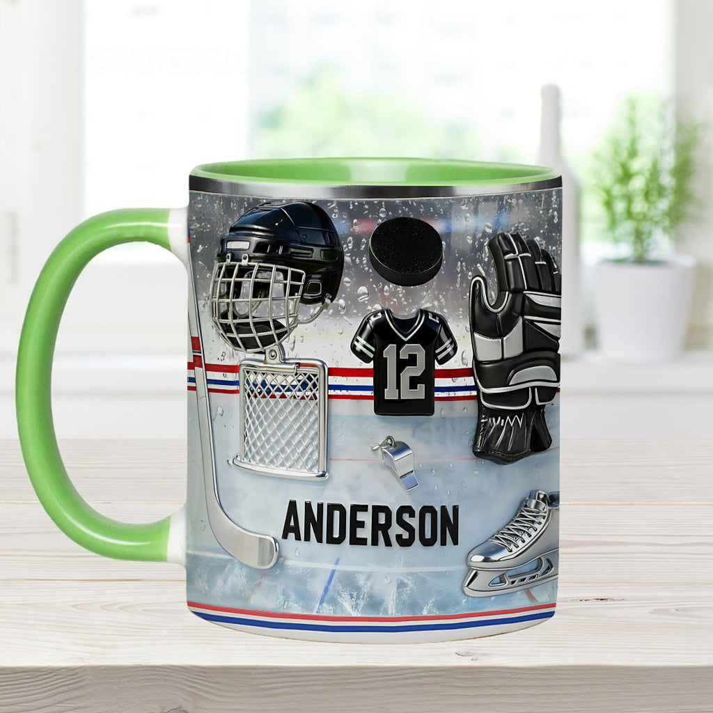 Liebe Eishockey – Personalisierte Tasse und Untersetzer mit Eishockey-Motiv