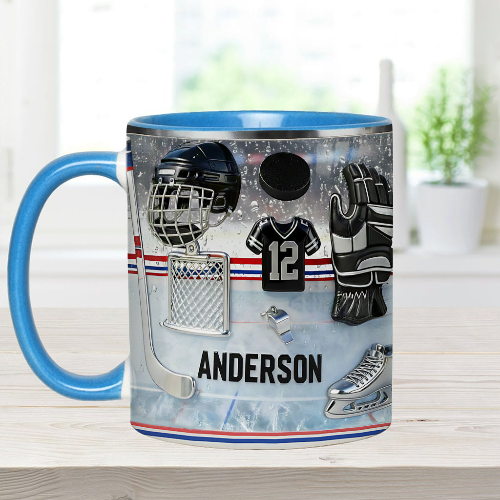 Liebe Eishockey – Personalisierte Tasse und Untersetzer mit Eishockey-Motiv
