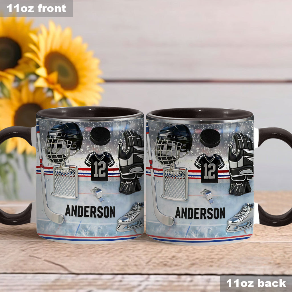 Liebe Eishockey – Personalisierte Tasse und Untersetzer mit Eishockey-Motiv