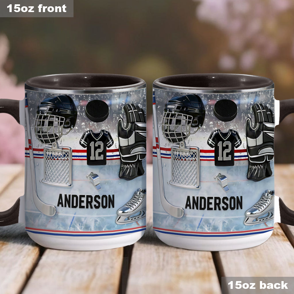 Liebe Eishockey – Personalisierte Tasse und Untersetzer mit Eishockey-Motiv