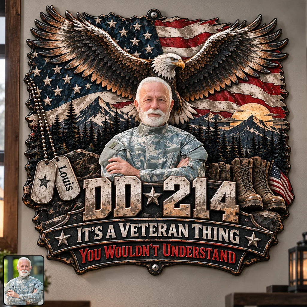 Veteran Gift, Gift for Veteran - Personalized Veteran 3D Printed Cut Metal Sign