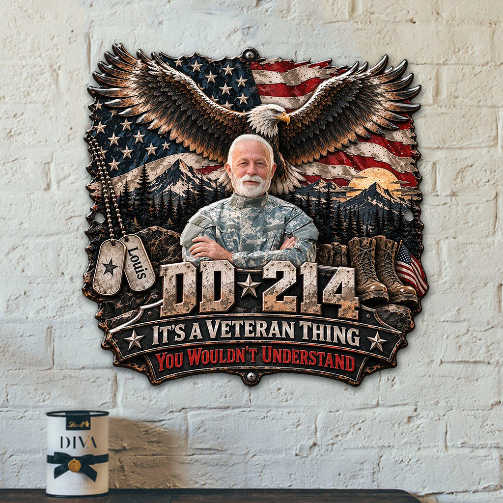 Veteran Gift, Gift for Veteran - Personalized Veteran 3D Printed Cut Metal Sign