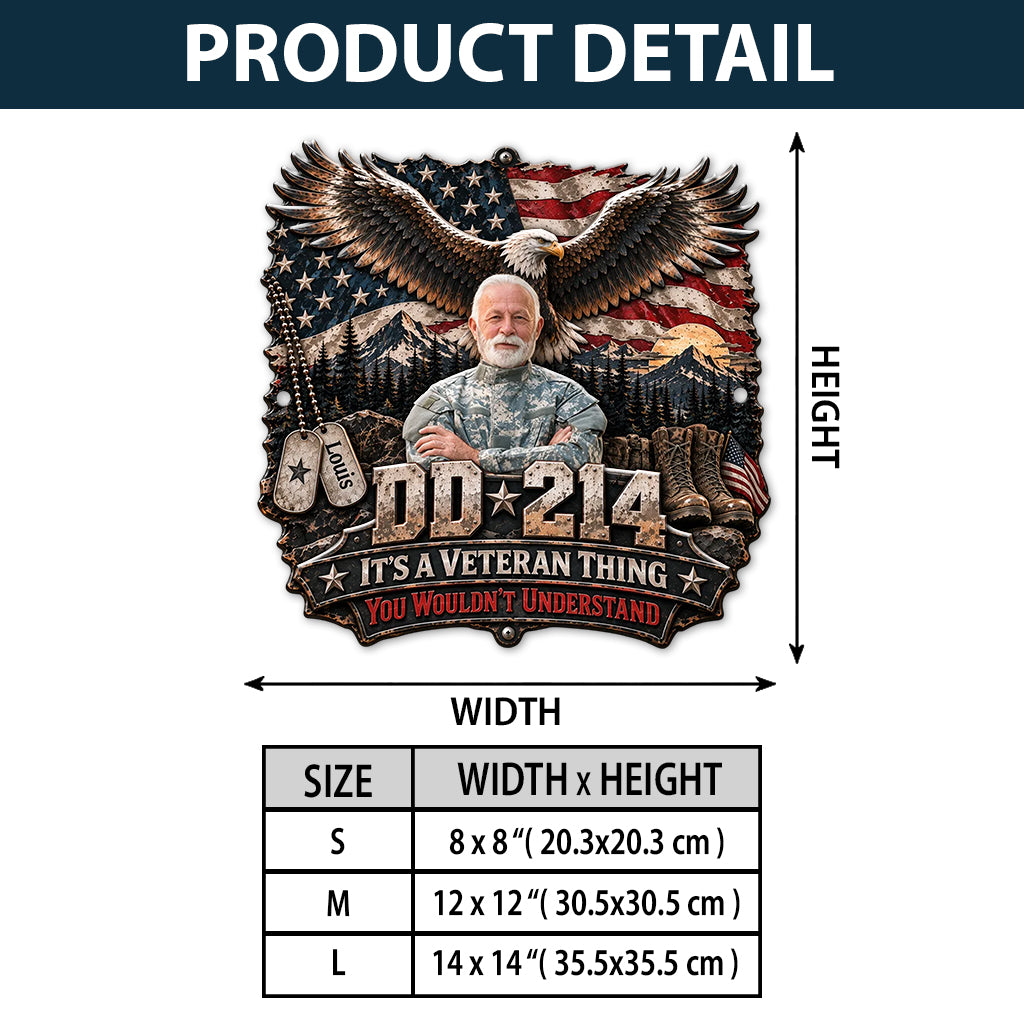 Veteran Gift, Gift for Veteran - Personalized Veteran 3D Printed Cut Metal Sign