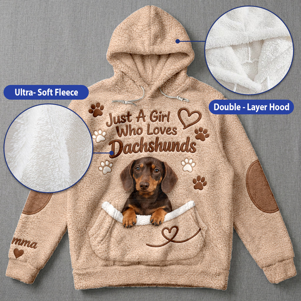 Juste une fille qui aime les chiens - Sweat à capuche en polaire personnalisé