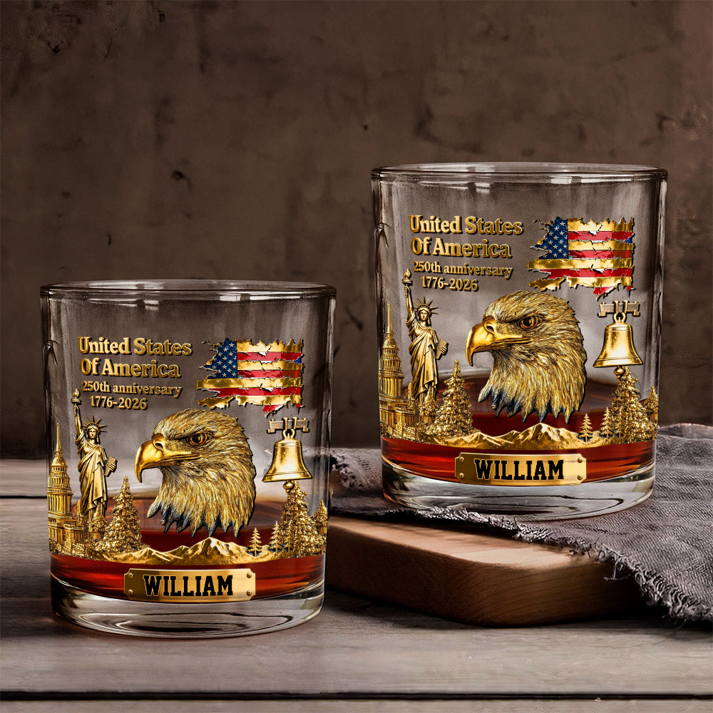 250-jähriges Jubiläum – Personalisiertes Whiskyglas mit Weißkopfseeadler-Motiv