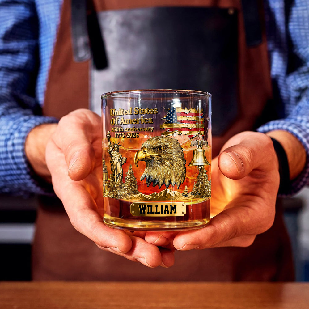 250-jähriges Jubiläum – Personalisiertes Whiskyglas mit Weißkopfseeadler-Motiv