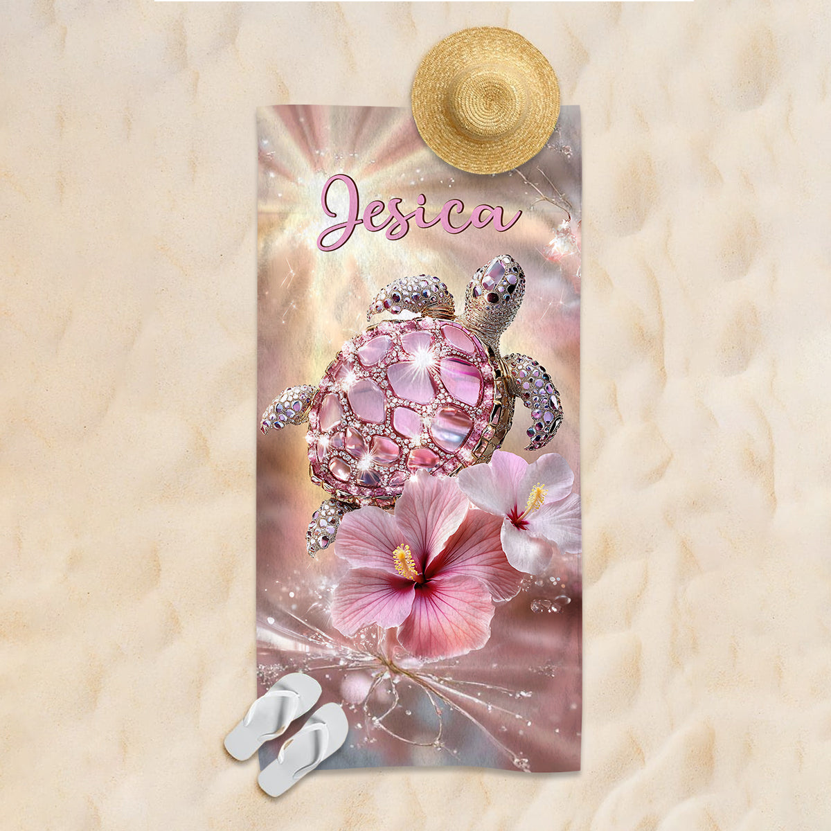 Smell The Sea Feel The Breeze - Personalized Turtle Quick-dry Beach Towel/ Bath Towel