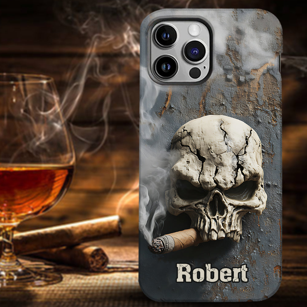 Coque de téléphone personnalisée Skull Cigar - Motif crâne intégral