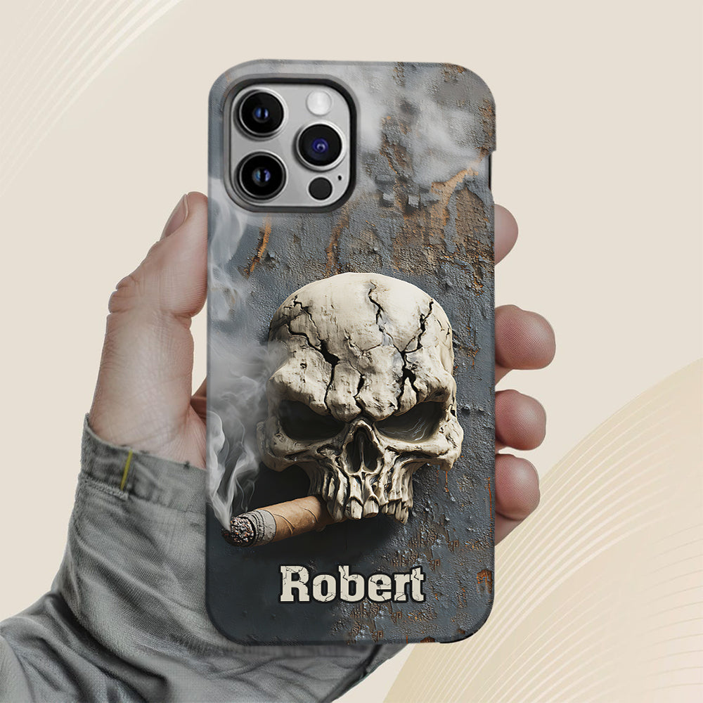 Coque de téléphone personnalisée Skull Cigar - Motif crâne intégral