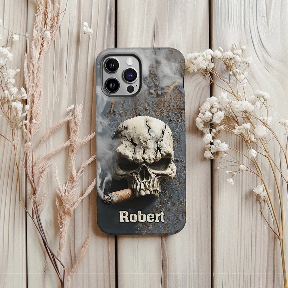 Coque de téléphone personnalisée Skull Cigar - Motif crâne intégral