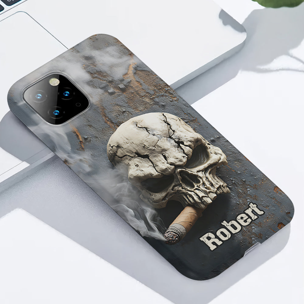 Coque de téléphone personnalisée Skull Cigar - Motif crâne intégral